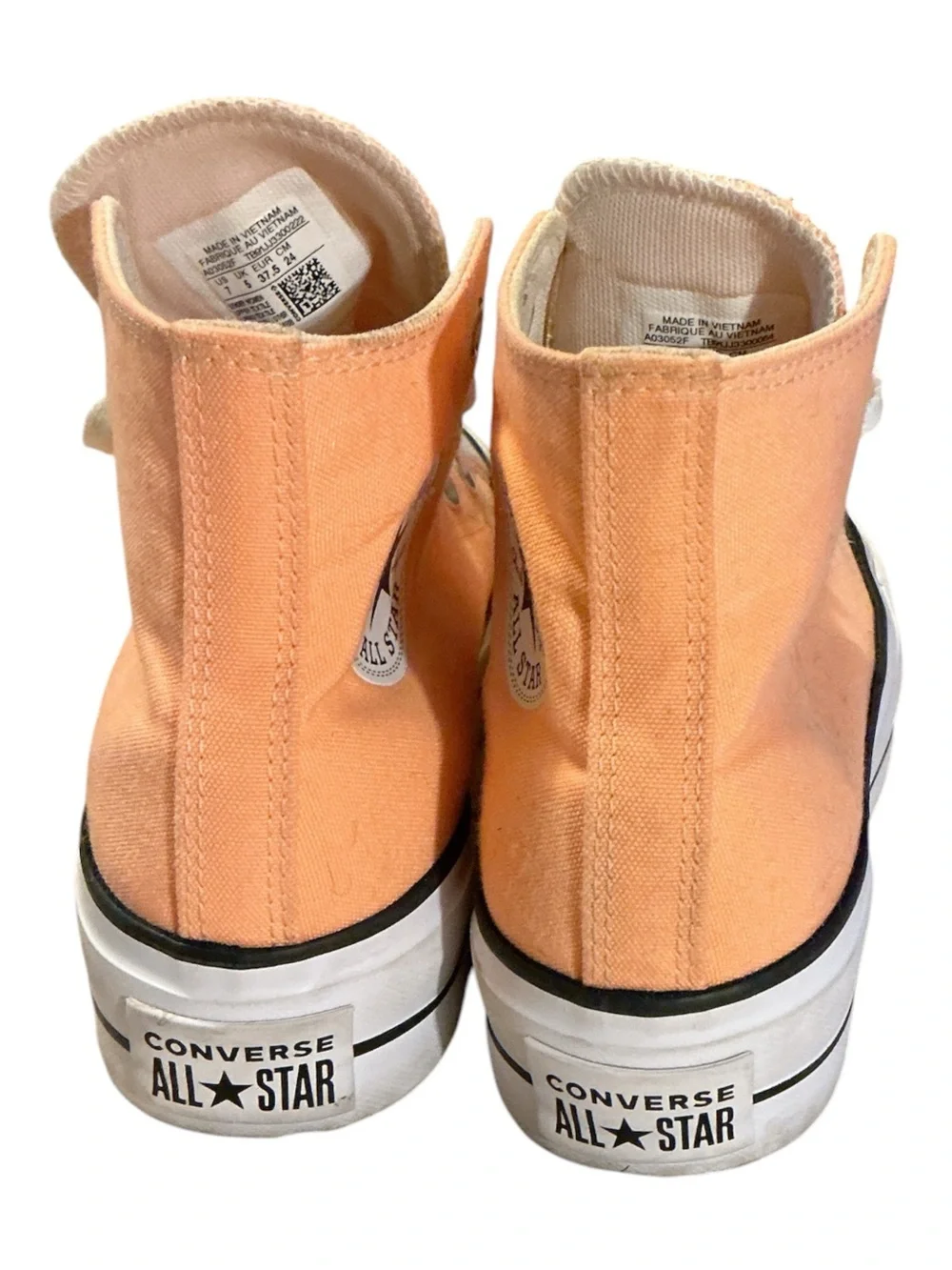 Converse Peach Canvas High Top Sneakers